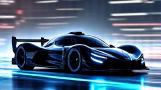 Sleek, agile futuristic racing car with sharp aerodynamics