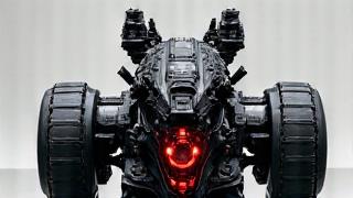Aggressive looking futuristic combat vehicle with visible weapon mounts